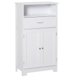kleankin Modern Floor Bathroom Storage Cabinet Free Standing Cupboard with Drawer and Adjustable Shelf, Entryway Living Room Organizer,White