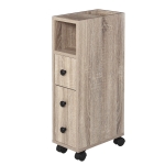 Kleankin Freestanding Compact Bathroom Cabinet with 2 Open Cabinets, 1 Door Cabinet, 1 Drawer and 4 Rolling Wheels - Oak
