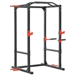 Soozier Adjustable Power Tower Dip Station Pull Up Bar Squat Rack Power Cage At Home Workout Equipment, Upper Body Strength Training Equipment