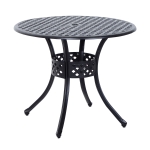 Outsunny 33" Outdoor Round Cast Aluminum Dining Table with Umbrella Hole - Black