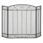 HOMCOM 3-Panel Folding Fireplace Screen, Home Steel Fire Spark Guard for Wood Burning with Decorative Vine Pattern, 41.25" x 31.75", Black