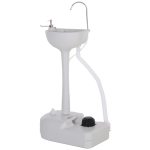 Kleankin 20" 4.5 Gallon Portable Camping Hand Wash Sink with Towel Holder Soap Dispenser Rolling Wheels Faucet Station Outdoor Events Gatherings