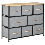 HOMCOM Storage Chest Organizer with Foldable Linen Drawers and Handles, Light Grey
