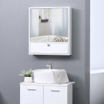 kleankin Wall Mounted Medicine Cabinet, Bathroom Mirrored Cabinet with Double Door, Storage Drawer and Adjustable Shelf, White