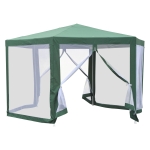 Outsunny Outdoor Cathedral Style Roof Party Gazebo with Mesh Walls - Green