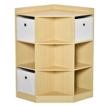 HOMCOM 9-Cube Kids Corner Storage Toy Cabinet Organizer Bookshelf w/ Fabric Drawer Bins