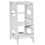 HOMCOM Kids kitchen step stool Step Stool Toddler with Adjustable Standing Platform, Grey