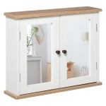 kleankin Wall Mounted Bathroom Medicine Cabinet with Double Mirrored Doors and Adjustable Interior Shelf, White
