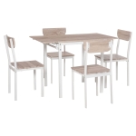 HOMCOM Modern 5-Piece Dining Table Set for 4 with Foldable Drop Leaf, 4 Chairs, and Metal Frame for Small Spaces, Oak
