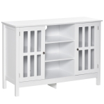 HOMCOM Modern Sideboard, Buffet Cabinet with Storage Shelves, Slatted Framed Doors and Cable Management Hole, White