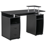 HOMCOM Multi-Function Computer Desk Home Office Workstation with Keyboard Tray, Elevated Shelf,Sliding Scanner Shelf and CPU Stand, Black