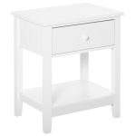 HOMCOM Freestanding Wooden Side Nightstand with Storage Drawer and Bottom Shelf, White