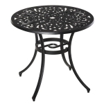 Outsunny Φ34" Outdoor Patio Dining Table with Unique Floral Design, Aluminum Material & 1.75" Umbrella Hole