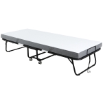 HOMCOM Folding Bed with 4" Mattress, Portable Guest Bed with Metal Frame on Wheels
