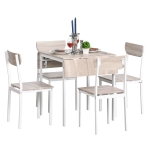 HOMCOM Modern 5-Piece Dining Table Set for 4 with Foldable Drop Leaf, Metal Frame