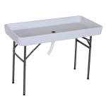 Outsunny 48" Folding Table with Sink Fish Fillet Camping Picnic Outdoor Gardening Table