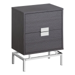 Monarch 24" Retro Inspired 2 Drawer End Table Night Stand with Metal Base - Grey Wood Grain-Look / Chrome Metal Base