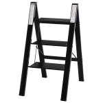 HomCom Multi-Purpose Folding Aluminum Ladder with 3 Platform Steps & Strong Durable Build for Indoors & Outdoors - Black