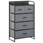 HOMCOM 5-Drawer Dresser Tower Chest of Drawers Organizer with Steel Frame Grey