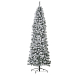HOMCOM 7.5ft Pre-Lit Snow-Flocked Slim Douglas Fir Artificial Christmas Tree with Realistic Branches, 350 LED Lights and 641 Tips