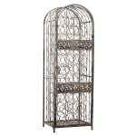 HOMCOM 45 Bottle Wrought Iron Wine Rack Jail with Lock - Antique Bronze