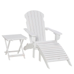 Outsunny Folding 3 Piece Patio Furniture Set Adirondack Chair with Ottoman and Table