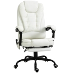 Vinsetto High Back Massage Office Chair with 7-Point Vibration Heating Function Reclining Back and Adjustable Height with Lumbar Support Headrest Footrest - White