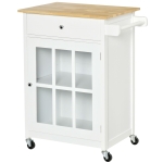 HOMCOM 34" Rolling Kitchen Island Cart Storage Cabinet Trolley with Towel Rack & Drawer