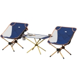 Outsunny Camping Table and 2 Chairs Set Lightweight Folding Set w/ Cup Holder & Carry Bag