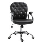 Vinsetto Vanity Middle Back Office Chair Tufted Backrest Swivel Rolling Wheels Task Chair with Height Adjustable Comfortable with Armrests