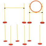 PawHut 3pc Portable Dog Agility Equipment Dog Obstacle Course Speed and Agility Equipment with Adjustable Weave Poles, Jumping Ring & High Jump