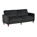 HOMCOM Velvet-Touch Fabric Reclining Couch with 3 Angles, Padded Seat and Wood Legs