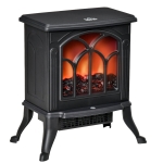 HOMCOM Freestanding Electric Fireplace Stove Heater w/ Flame Effect 750W/1500W, Black