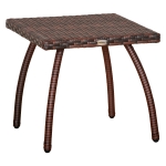 Outsunny Rattan Wicker Side Table, End Table with All-Weather Material for Outdoor, Garden, Balcony, or Backyard, Brown