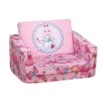 Qaba Kids Fold-Out Couch/Chair Lounger with Space-Themed Washable Fabric & Removable Cushion for 3-6 Years Old, Pink
