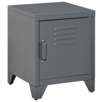 HOMCOM Industrial Accent Metal Storage Nightstand Cabinet w/ Adjustable Shelves, Grey