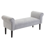 HOMCOM 52" Linen Upholstered Accent Ottoman Bench With Armrests, Light Grey
