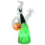 HOMCOM 6ft Halloween LED Lit Inflatable Ghost with Pumpkin