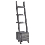 Monarch 69" Contemporary Wood Grain-Look 4-Shelf Narrow Ladder Bookcase with Storage Drawer - Grey Tones Finish