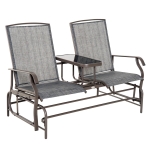 Outsunny Double Glider Chair Mesh Fabric with Center Table Patio
