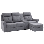 HOMCOM Modern L-shaped Sofa Manual Reclining Sectional with Chaise 3 Seater Home Theater Recliner with Storage Console & Cup Holders, Footrest
