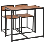 HOMCOM Industrial 3-Piece Dining Table and 2 Chair Set for Small Space in the Dining Room or Kitchen, Vintage Wood