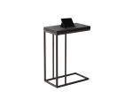 Monarch 25" Contemporary Wood Tray Top Bronze Metal Frame C-Shaped Side Accent Table - Cappuccino Brown Finish