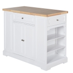 HomCom Rolling Kitchen Island Trolley Storage Cart with Drawers, Door Cabinet, Adjustable Shelves for Dining Room - White