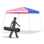 Outsunny 10'x 10' Outdoor Easy Pop Up Canopy Event Tent with Slanted Legs - American Flag Print