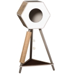 PawHut Modern Cat Tree with Jute Scratching Post and Hanging Balls 44.5" H, Brown & White