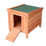 PawHut 20" Wooden Outdoor Cat Shelter Rabbit Playpen with Adjustable Hinged Roof