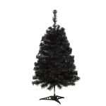 HOMCOM 3ft Artificial Christmas Tree Unlit Douglas Fir with Realistic Branches and 90 Tips, Black Halloween Style Holiday Decoration