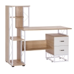 HOMCOM 52” Multi-Level Computer Workstation Office Desk - White/Oak