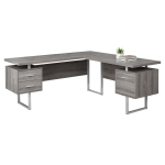 Monarch 70" L-Shaped Contemporary Wood-look Laminate Computer Desk - Dark Taupe
